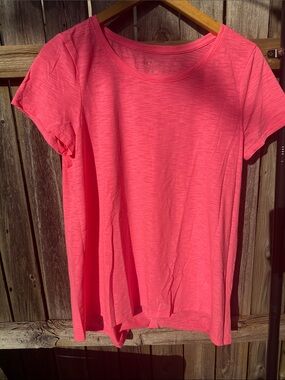 Lilly Pulitzer Etta Scoop Neck Top Size L Pink Slub Tee
